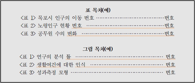 표와 그림 목차 이미지